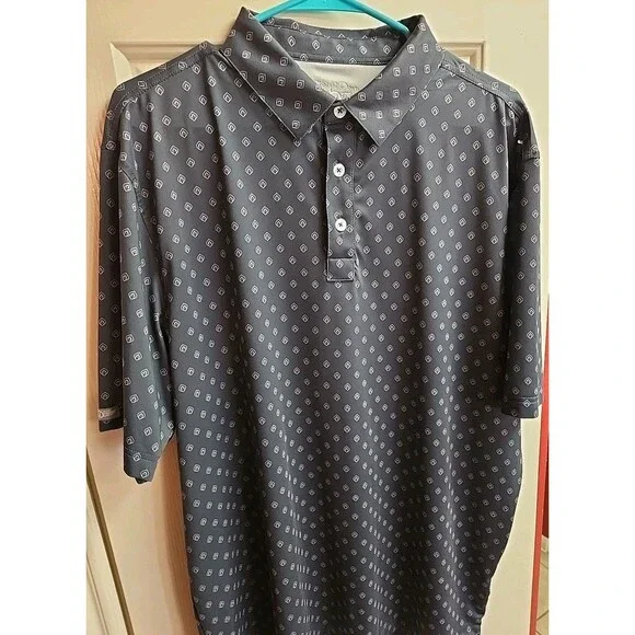 Straight Down Polo Shirt Mens XL Blue/Gray Golf Performance Geometric Argyle - Picture 6 of 6